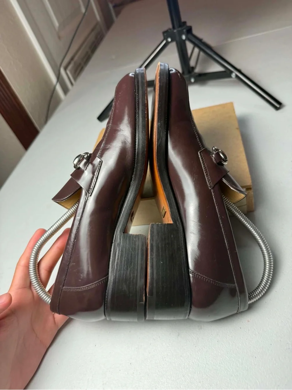 GUCCI  Horsebit Brown Leather Loafer Sz 7 US 1953 Jordaan Moccasin $1130
